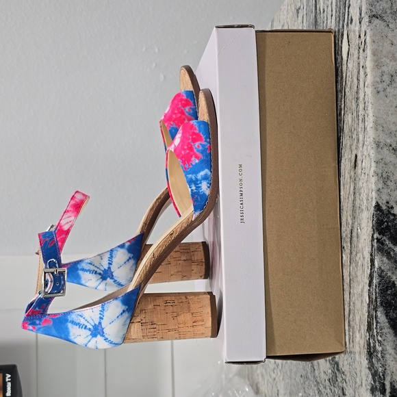Jessica Simpson Tie-Dye Block Heel Sandals - Picture 1 of 5